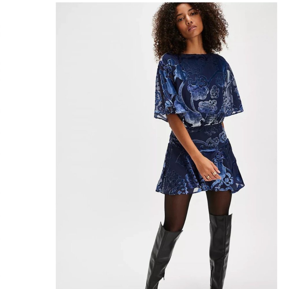 NWT Free People Manuka Burnout Velvet Mini Dress - Picture 8 of 8
